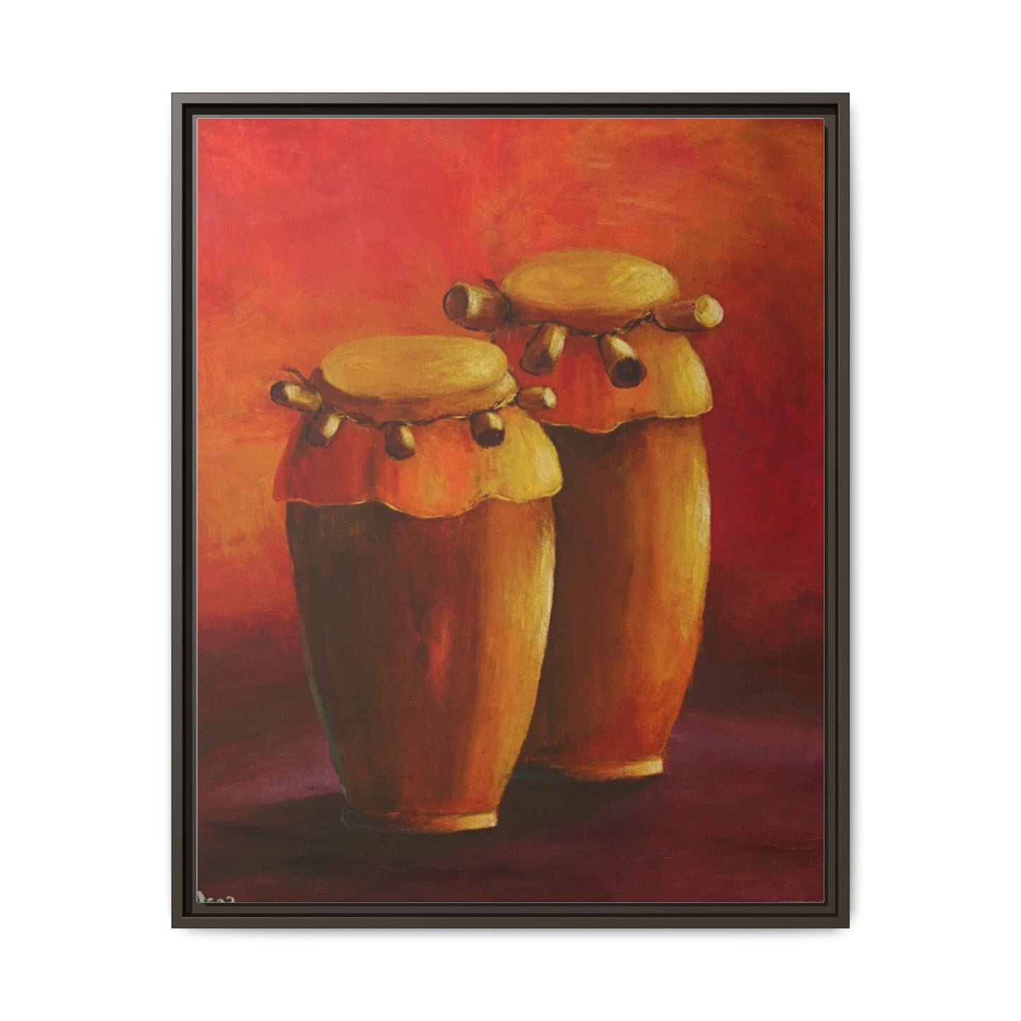 Canvas Wall Art - Haiti Cultural Drum, Matte Canvas, Framed