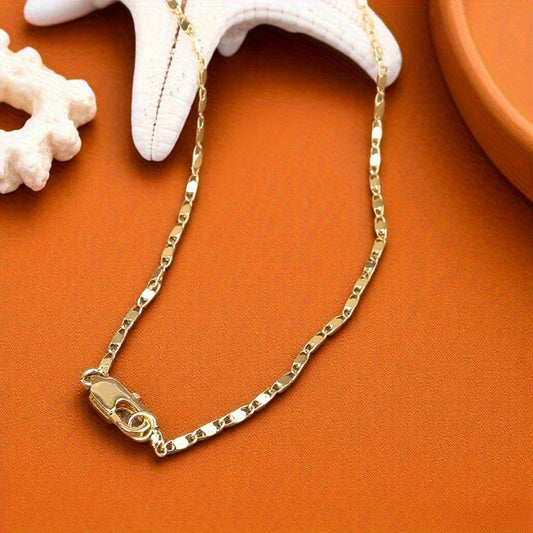 Elegant Herringbone Snake Chain Necklace for Women - Flat Minimalist Design, Exquisite Daily Wear Jewelry