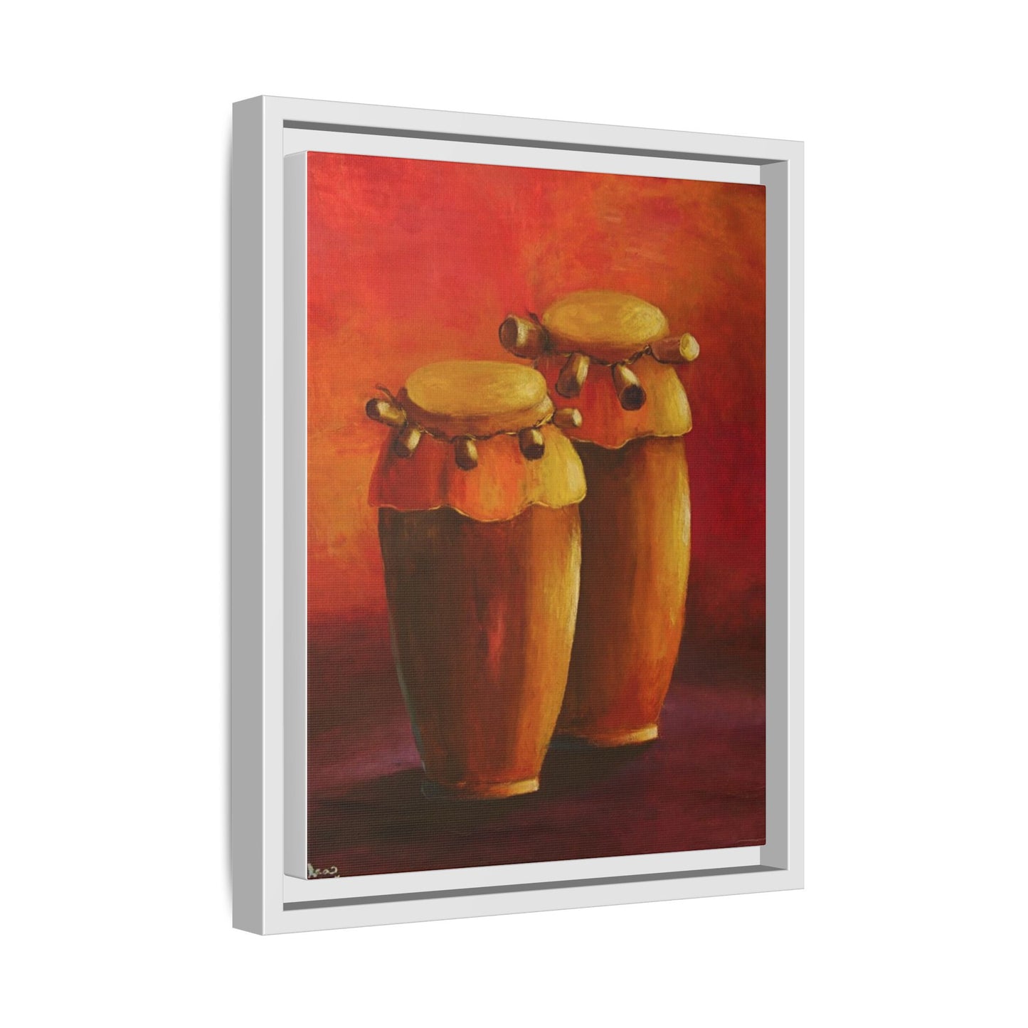 Canvas Wall Art - Haiti Cultural Drum, Matte Canvas, Framed