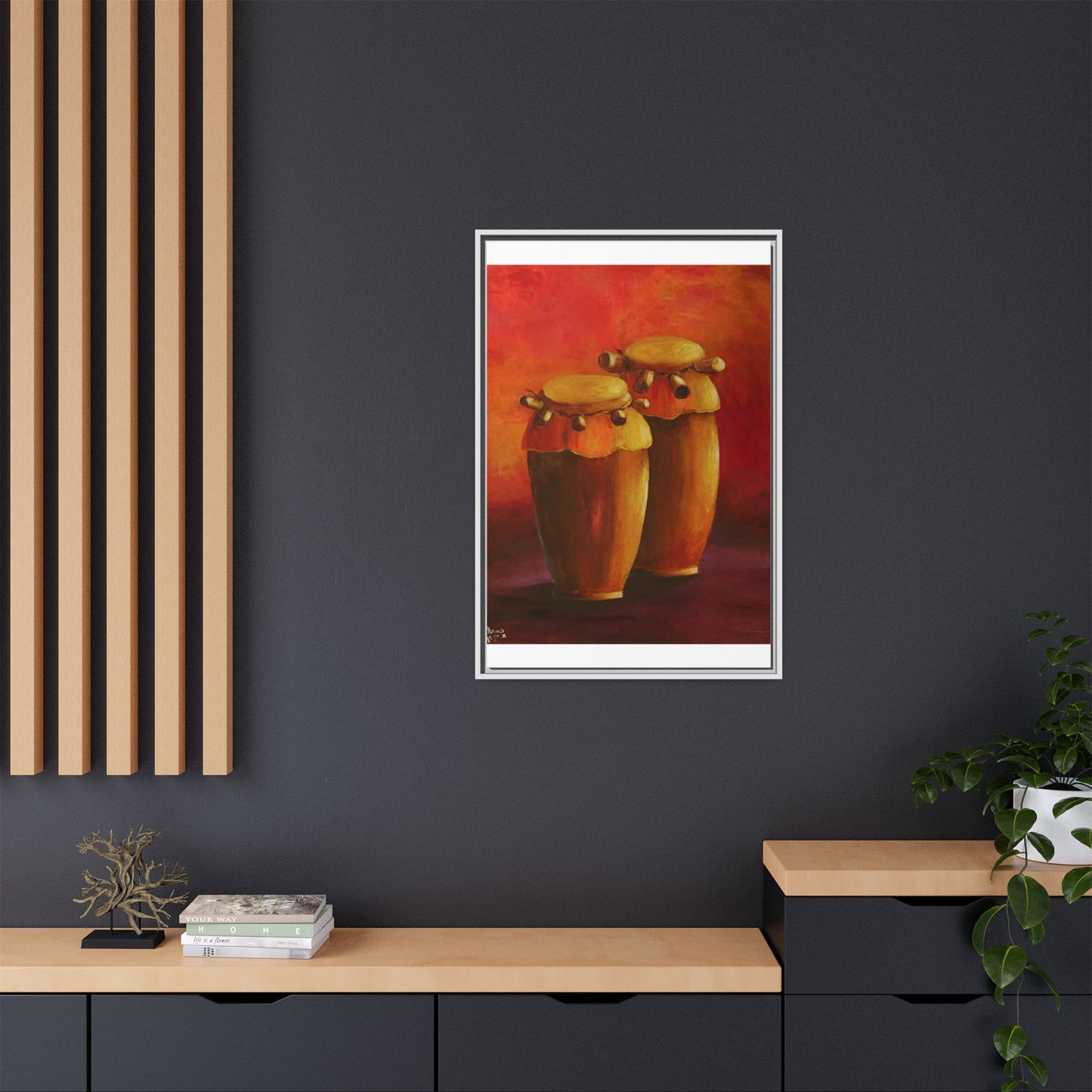 Canvas Wall Art - Haiti Cultural Drum, Matte Canvas, Framed