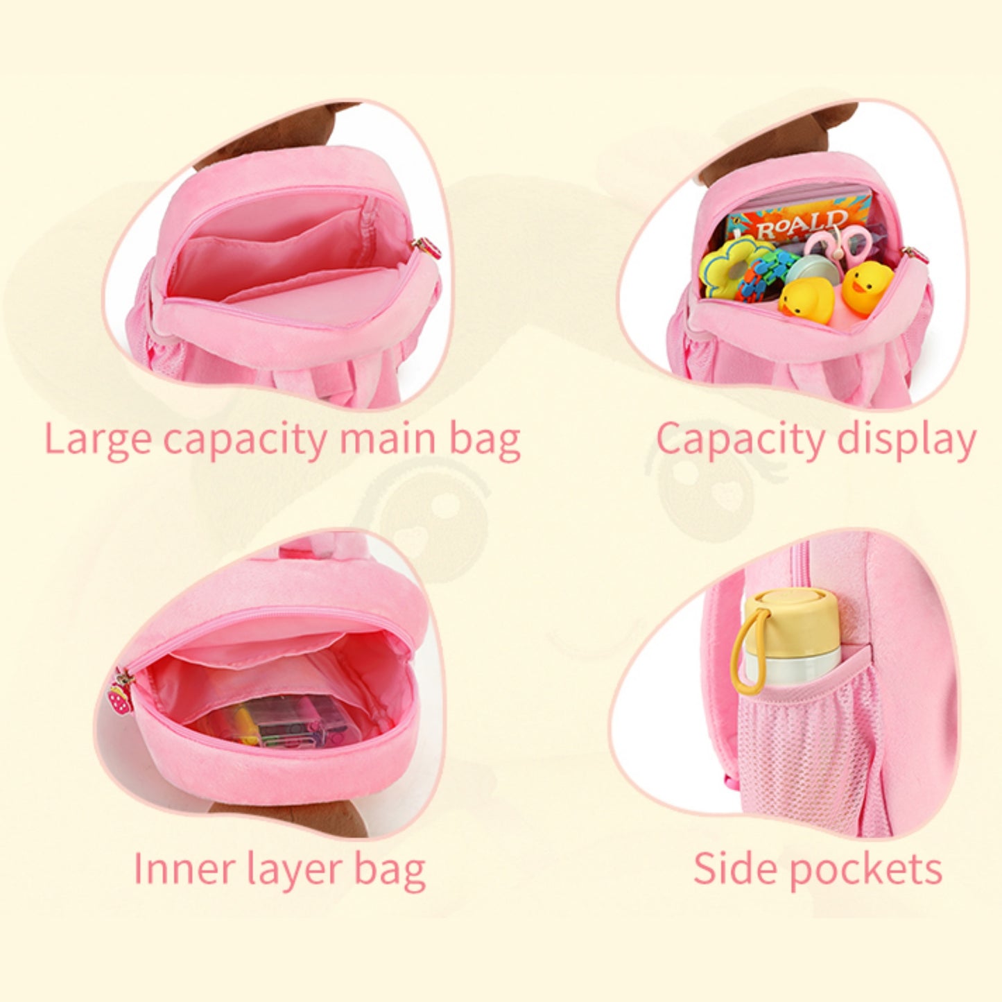 🎒 Cute Plush Animal-Shaped Kids' Backpack: Soft Preschool/Elementary School Bag with Detachable Toy (Ideal Gift/Party Favor)