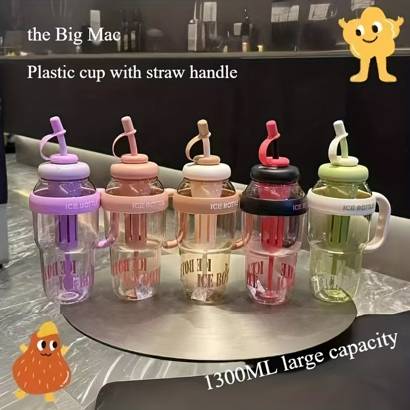 Durable PC 40oz Water Bottle w/ Handle & Safety Cover, Leak-Proof Portable Sport Bottle