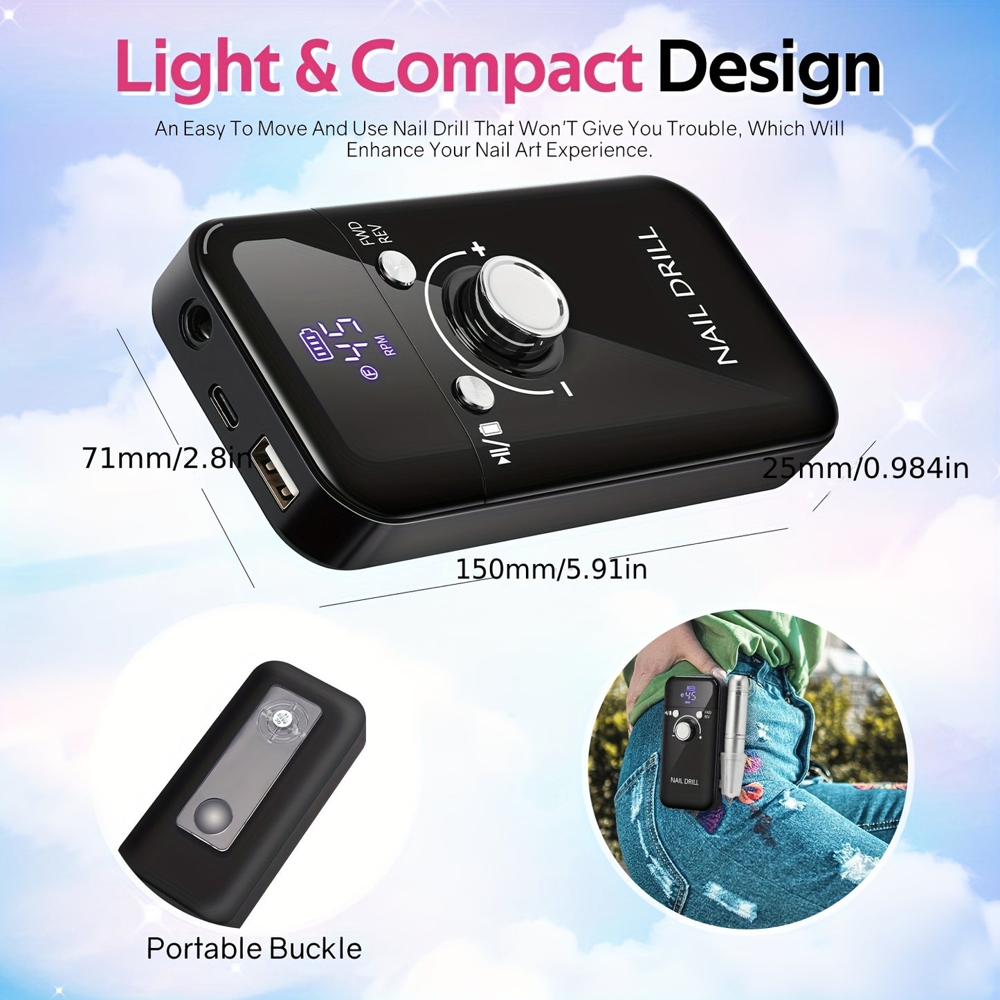 Professional Electric Nail Drill Machine (45000RPM)