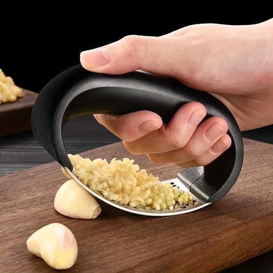 Manual Stainless Steel Ring Garlic Press & Crusher (Black)