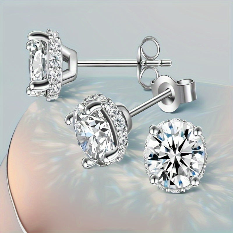 1ct Moissanite Stud Earrings – 925 Sterling Silver Simple Elegant Unisex Set