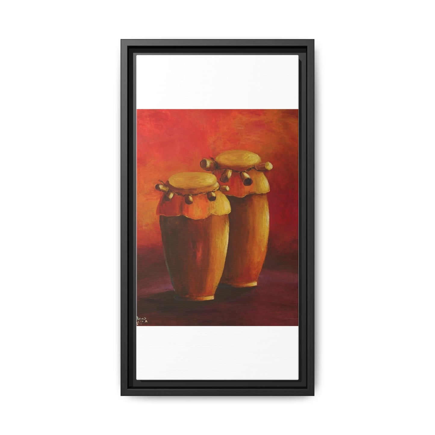 Canvas Wall Art - Haiti Cultural Drum, Matte Canvas, Framed