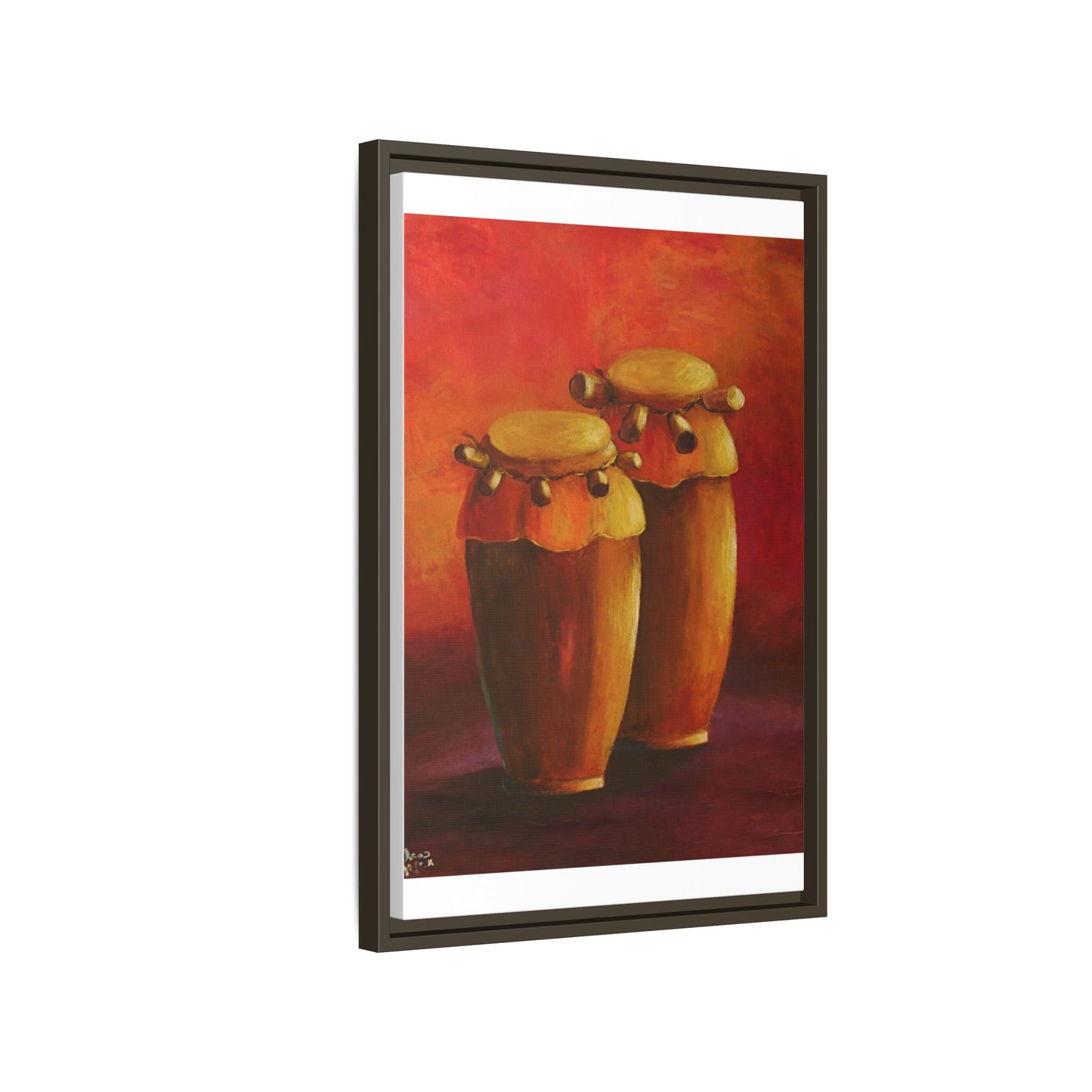 Canvas Wall Art - Haiti Cultural Drum, Matte Canvas, Framed