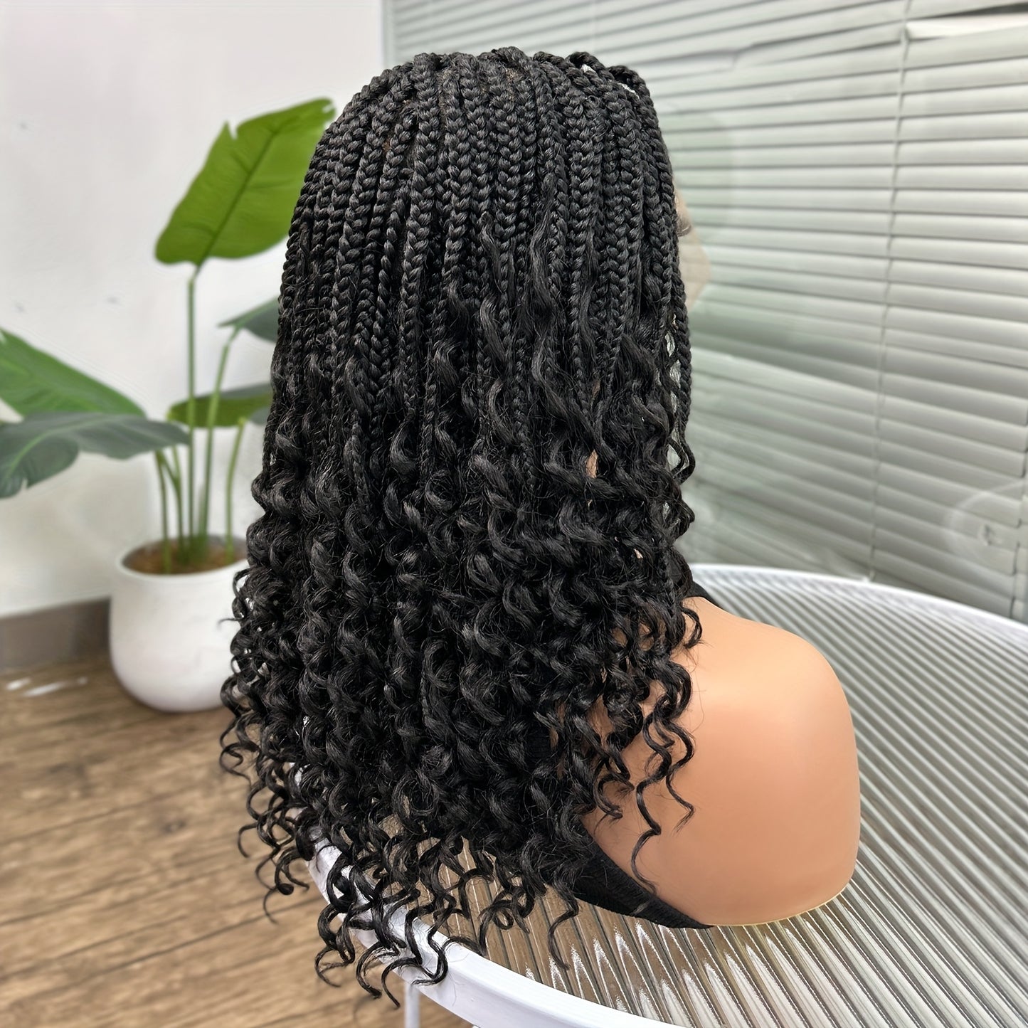 Square Woven Synthetic Full Lace Braided Wig w/ Curls