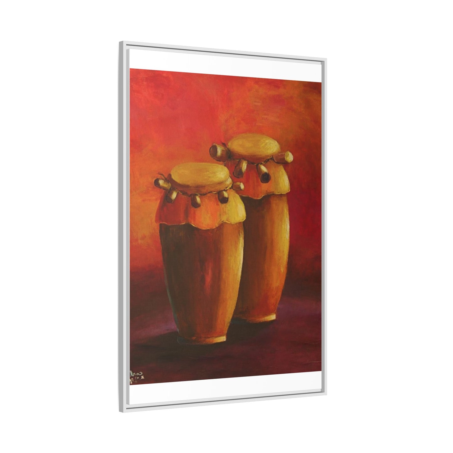 Canvas Wall Art - Haiti Cultural Drum, Matte Canvas, Framed