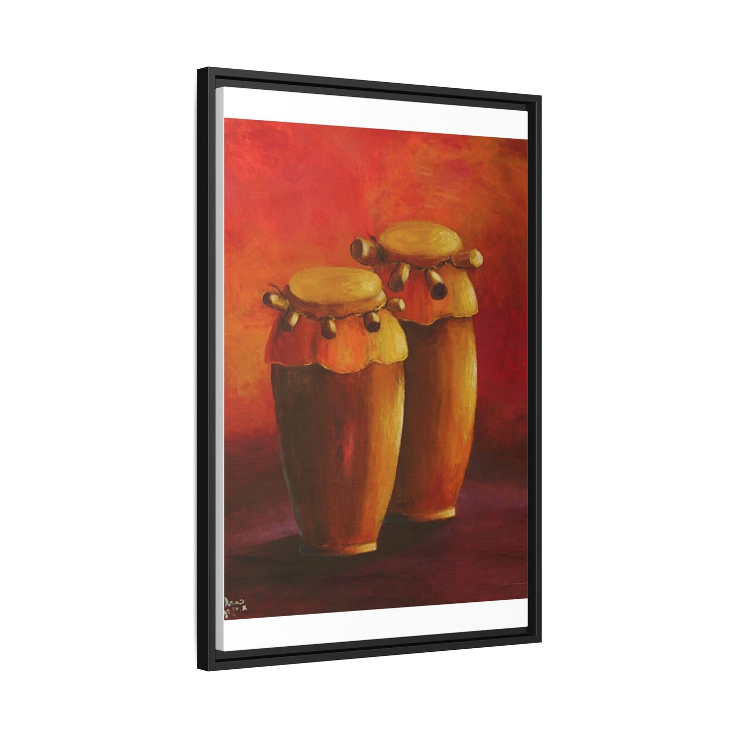Canvas Wall Art - Haiti Cultural Drum, Matte Canvas, Framed