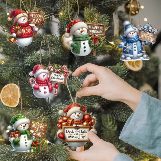 ⛄ 24-Piece Christmas Snowman Wood Hanging Decorations Pack (12 Designs)