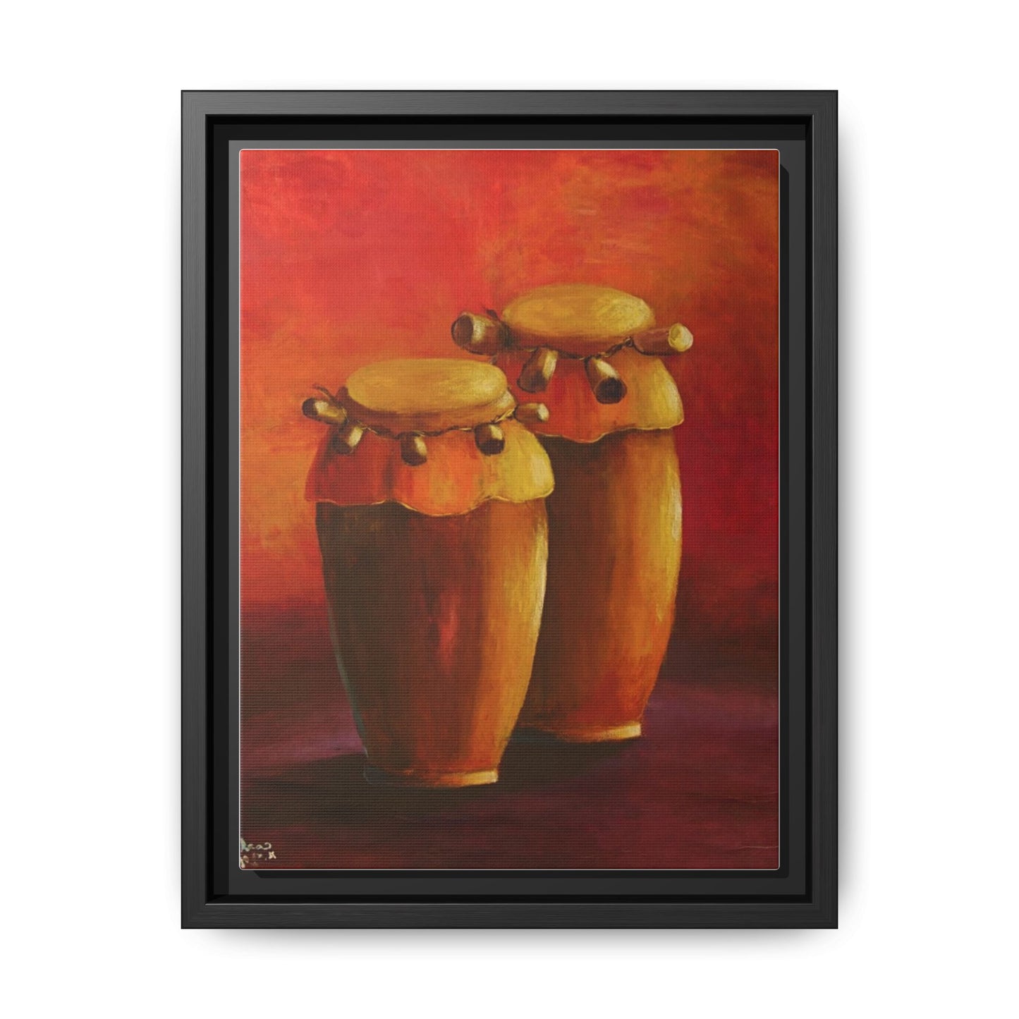 Canvas Wall Art - Haiti Cultural Drum, Matte Canvas, Framed