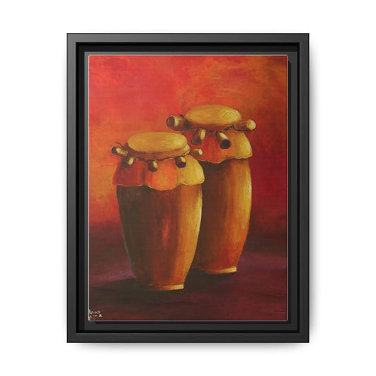 Canvas Wall Art - Haiti Cultural Drum, Matte Canvas, Framed