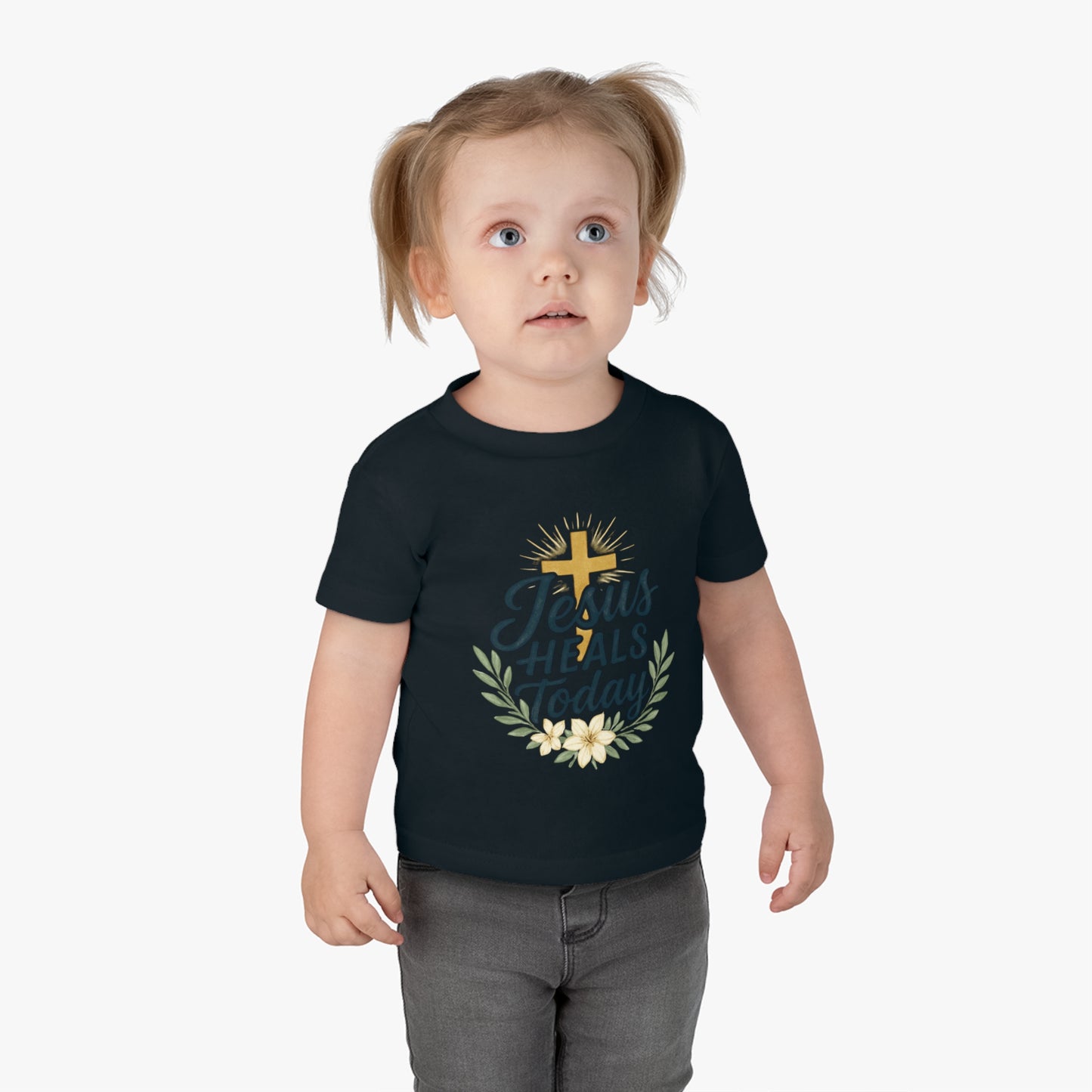 Infant Christian T-Shirt - Jesus Heals Today Design, Baby Baptism Gift, Religious Tees for Kids, Toddler Faith Shirt, Cute Infant Tee