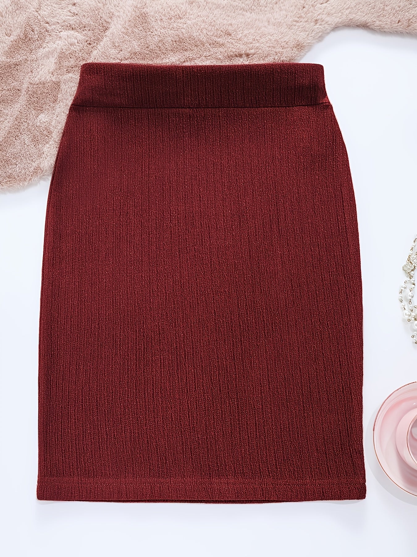 2-Pack Women's Glitter Pencil Skirts – High-Waist Shiny Slim-Fit Knee-Length