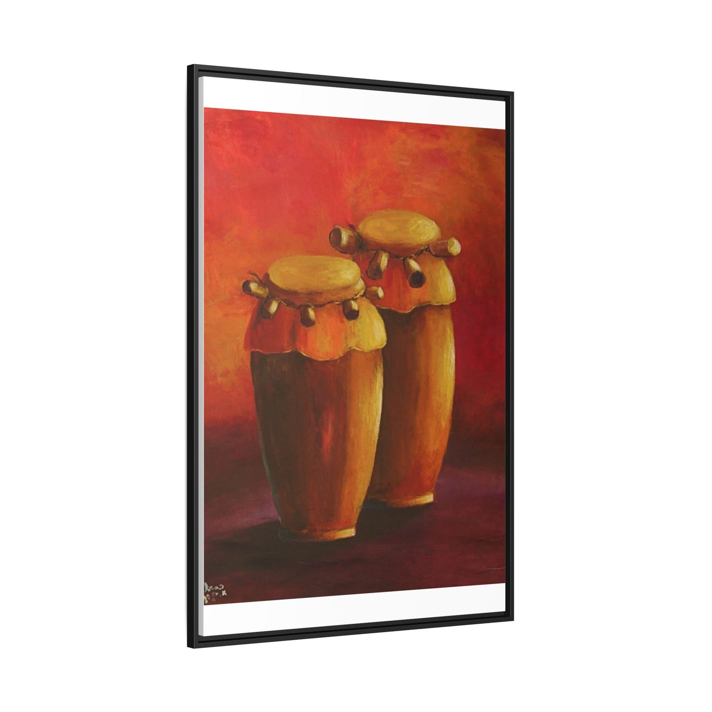 Canvas Wall Art - Haiti Cultural Drum, Matte Canvas, Framed