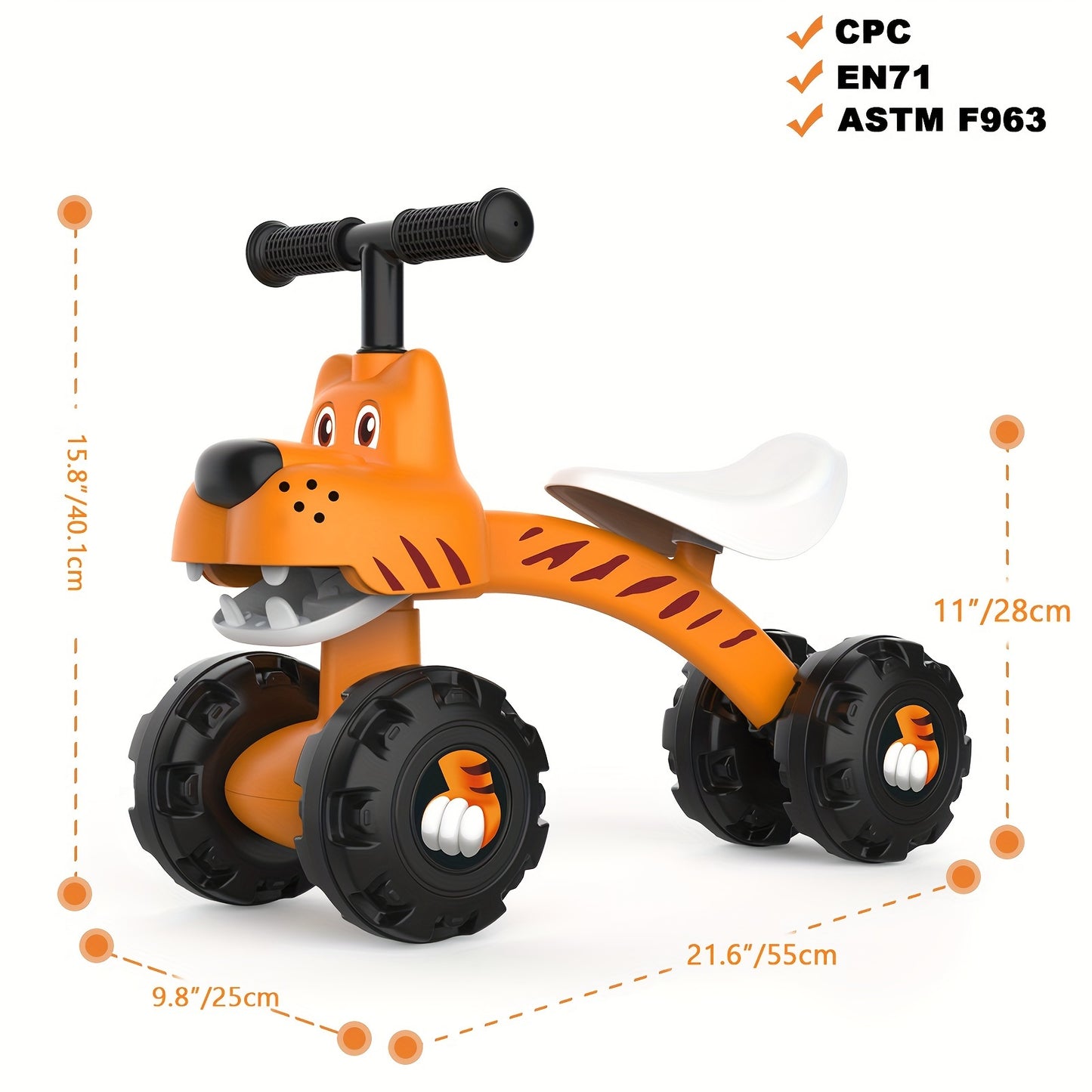 🚴 Baby Balance Bike/Tricycle for 12-24 Months: 4-Wheel Stability, Wide 9" Wheels, Moving Face (No Pedal Ride-On, First Birthday/Christmas Gift)