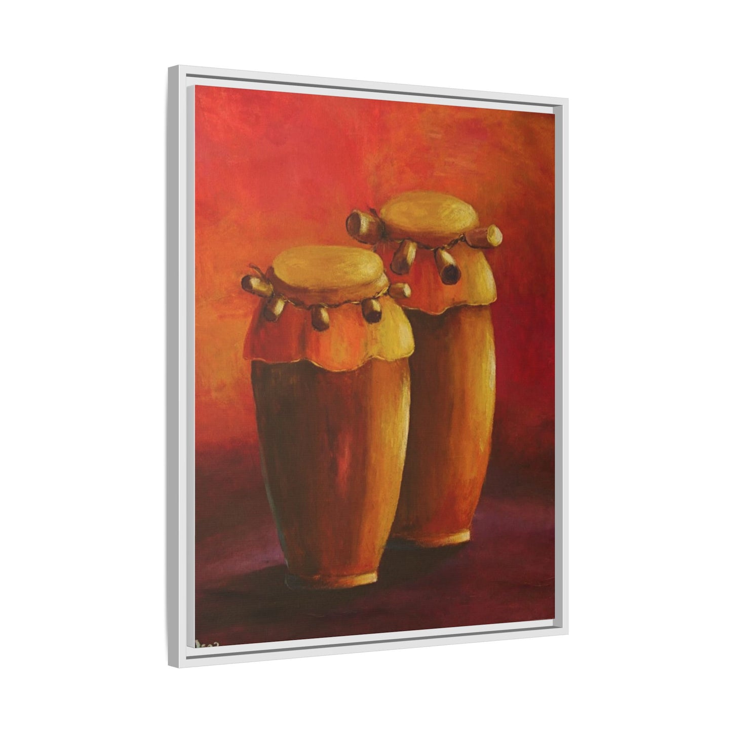 Canvas Wall Art - Haiti Cultural Drum, Matte Canvas, Framed