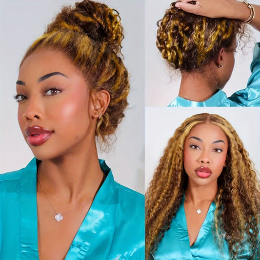 Honey Blonde Ombre 28" Deep Wave Wig (200% Density)