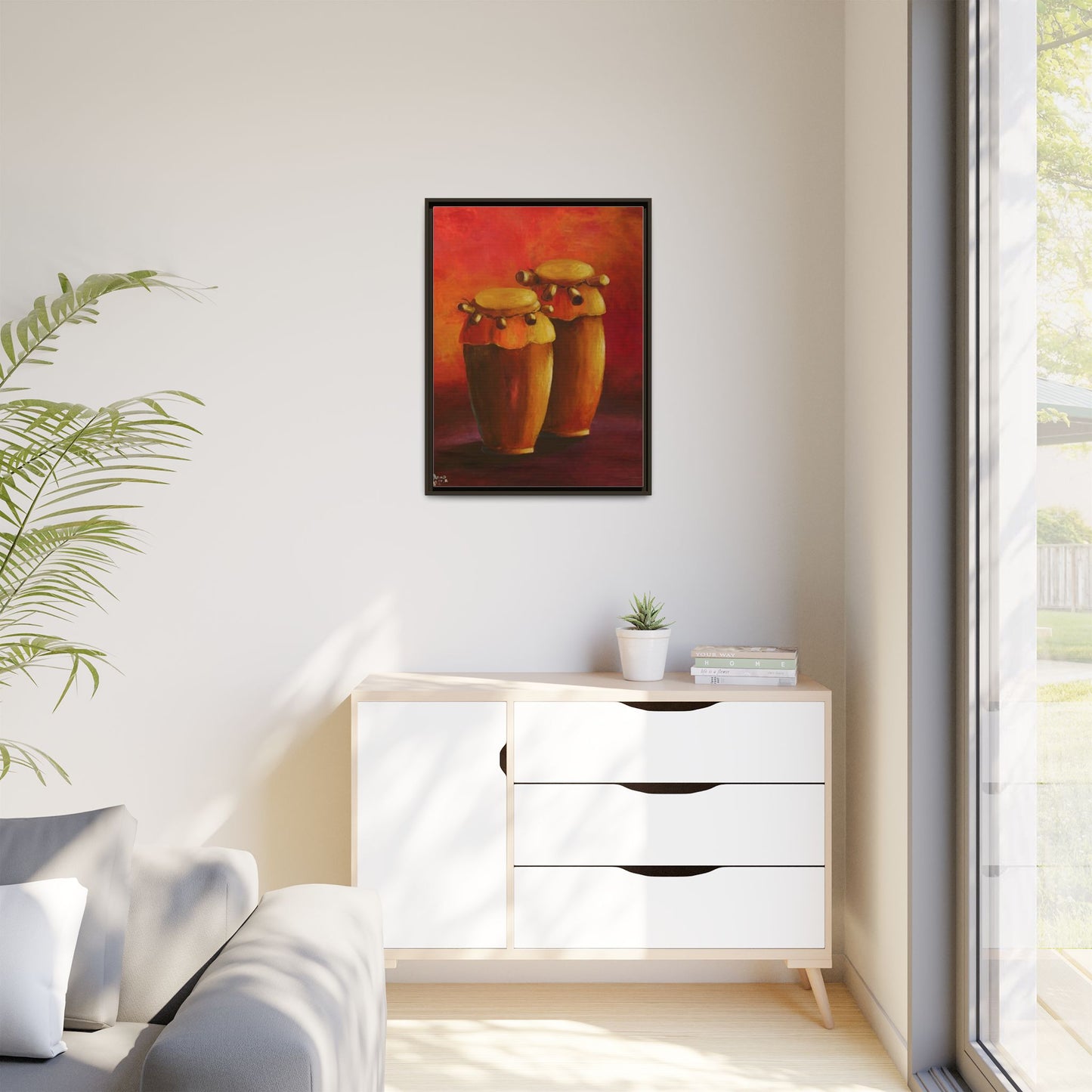 Canvas Wall Art - Haiti Cultural Drum, Matte Canvas, Framed