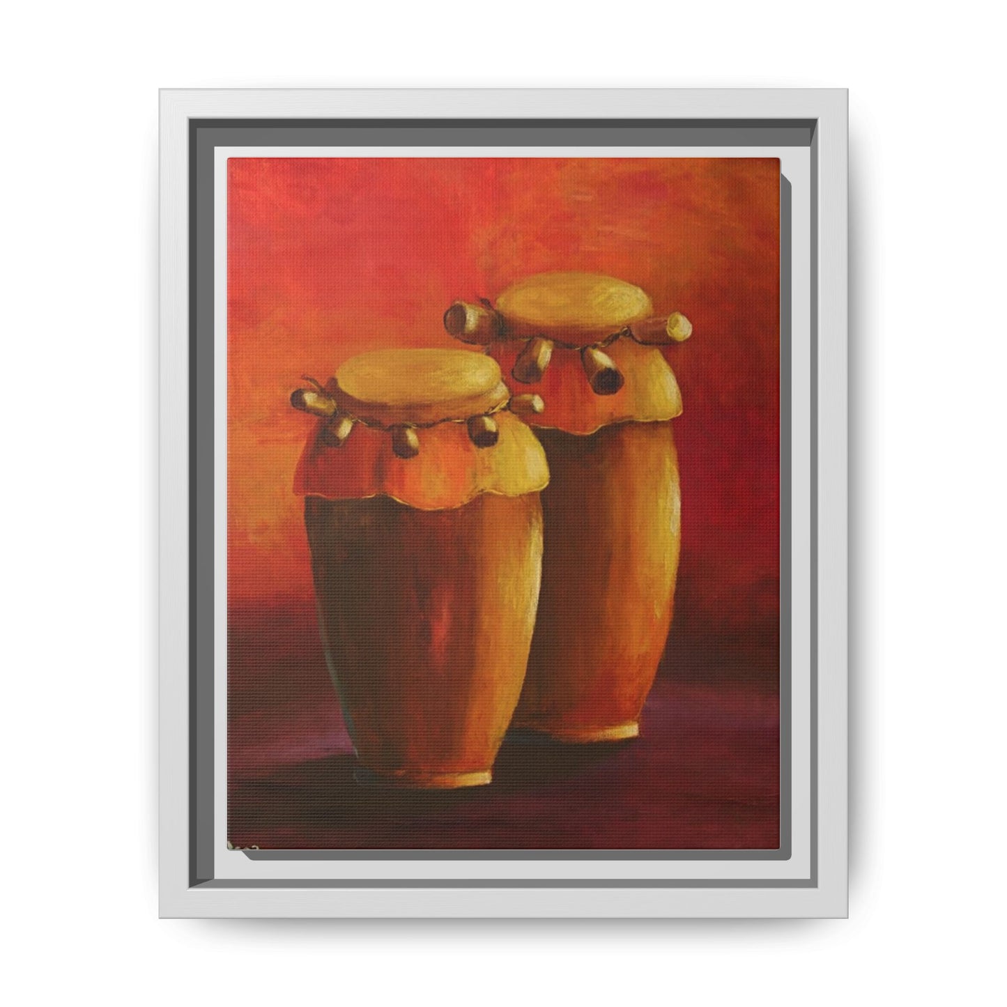 Canvas Wall Art - Haiti Cultural Drum, Matte Canvas, Framed