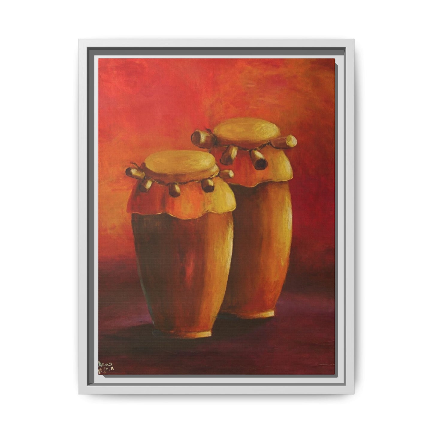 Canvas Wall Art - Haiti Cultural Drum, Matte Canvas, Framed