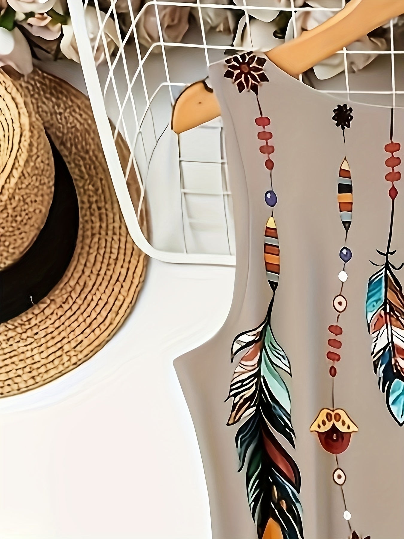 Summer V-neck Print Vest Dress