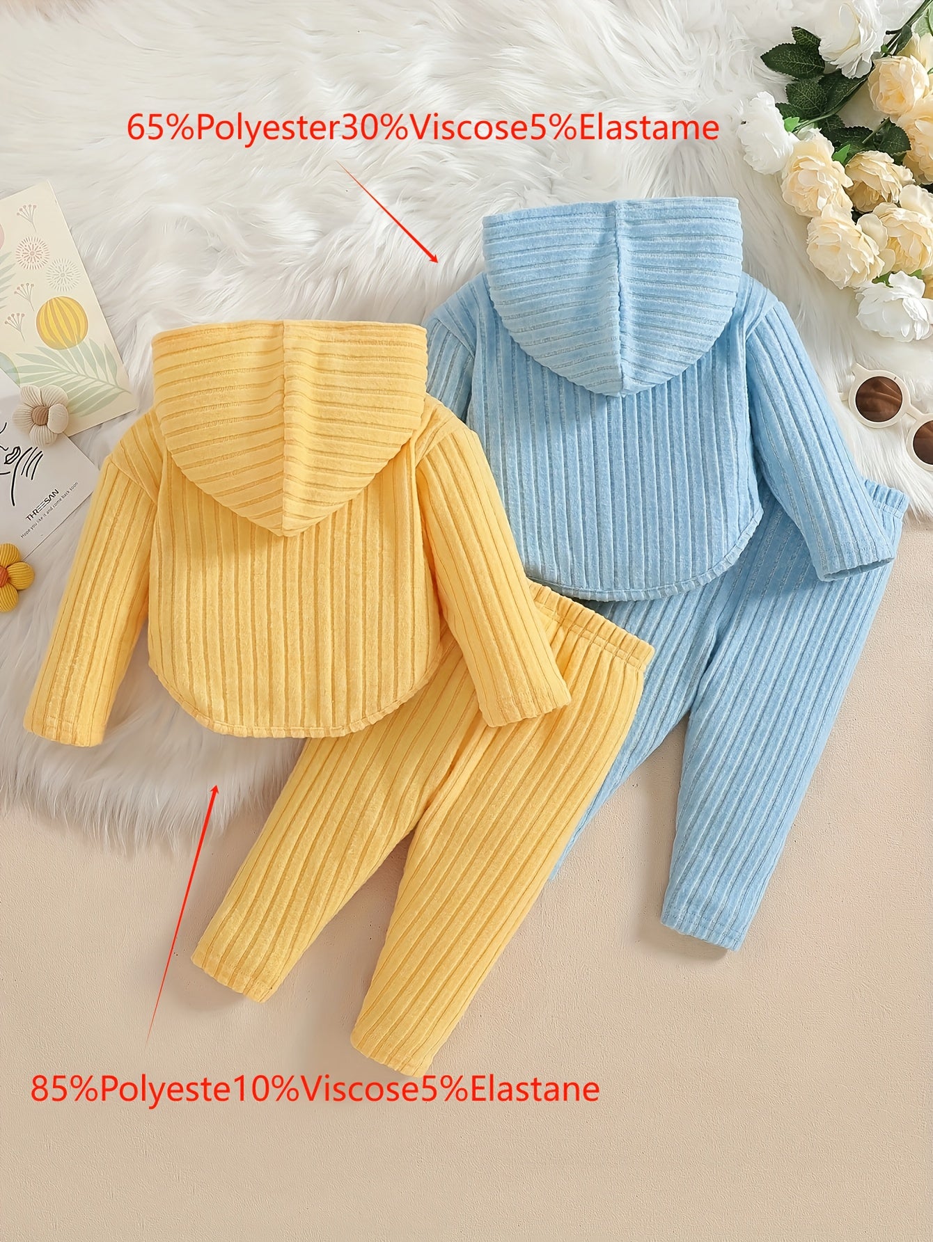 Warm & Versatile Baby Girl's Pit Stripe Long-Sleeved Top and Pants Set