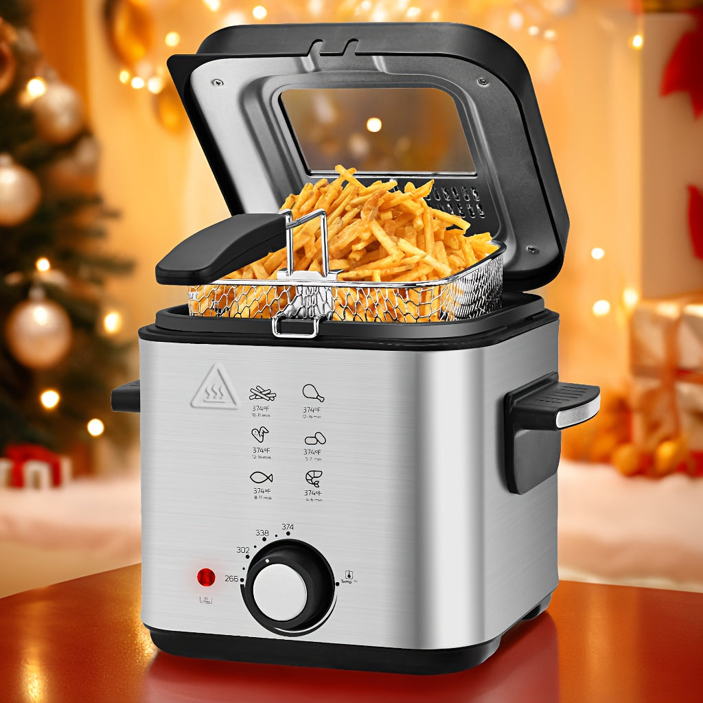 SUSTEAS Deep Fryer: 84.5oz Non-Stick Pot & Adjustable Temp