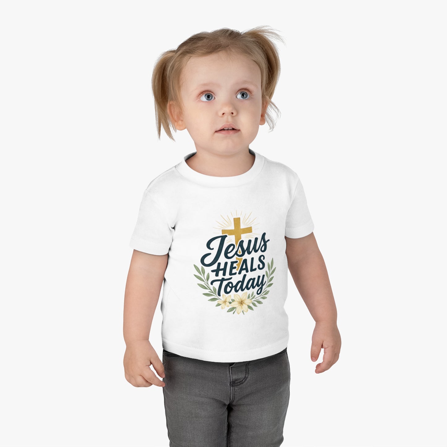 Infant Christian T-Shirt - Jesus Heals Today Design, Baby Baptism Gift, Religious Tees for Kids, Toddler Faith Shirt, Cute Infant Tee