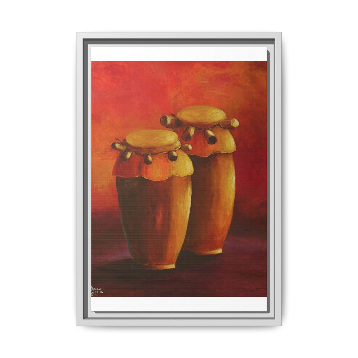 Canvas Wall Art - Haiti Cultural Drum, Matte Canvas, Framed