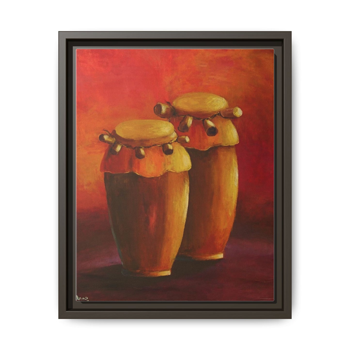 Canvas Wall Art - Haiti Cultural Drum, Matte Canvas, Framed