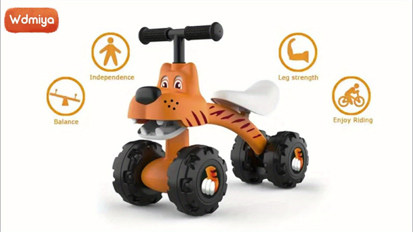 🚴 Baby Balance Bike/Tricycle for 12-24 Months: 4-Wheel Stability, Wide 9" Wheels, Moving Face (No Pedal Ride-On, First Birthday/Christmas Gift)
