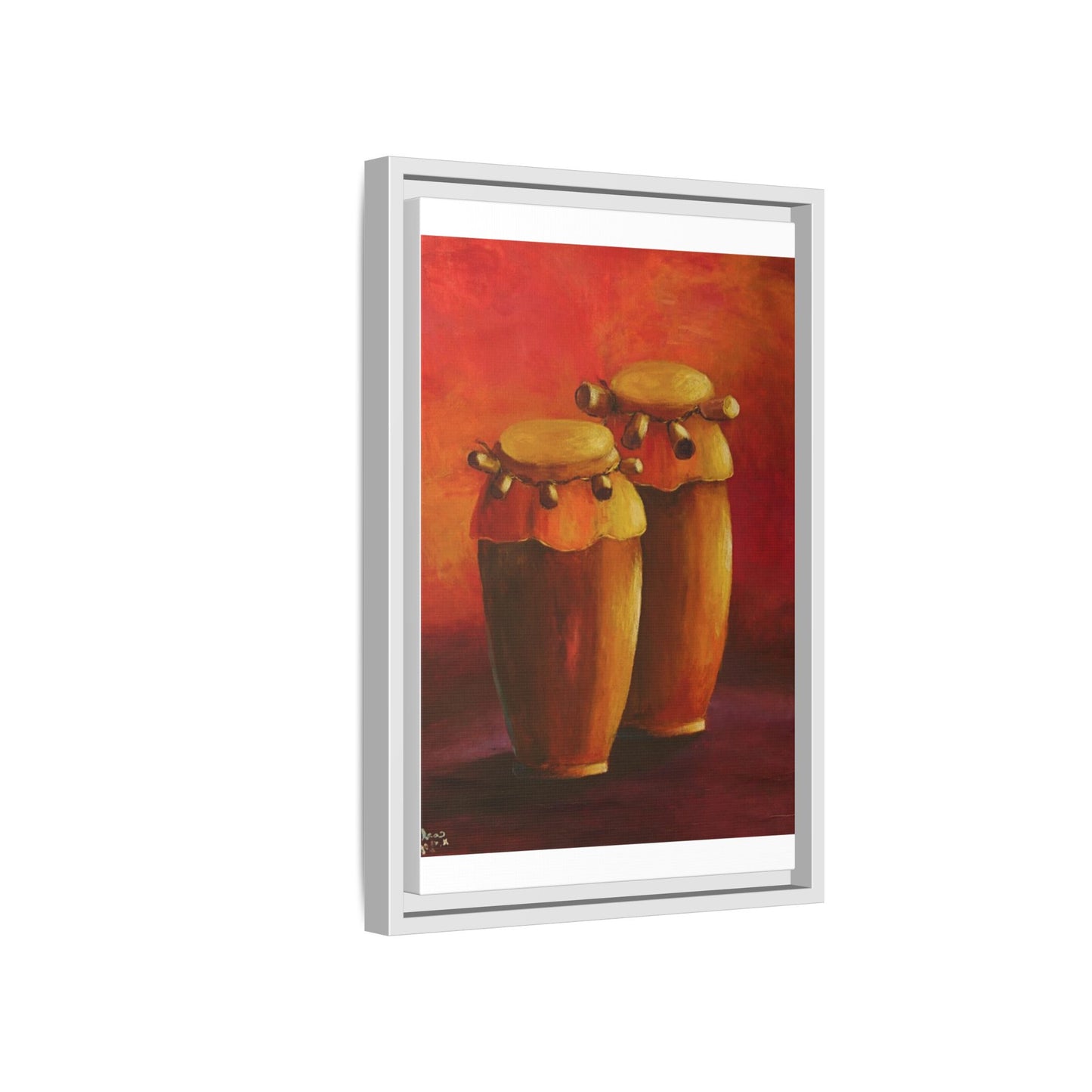 Canvas Wall Art - Haiti Cultural Drum, Matte Canvas, Framed