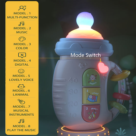 🍼 Music Baby Bottle Set: Silicone Pacifier & Comfort Toy with Rhythmic Light and Sounds (2 Replaceable Pacifiers, Ideal Gift for Pregnant Parents)