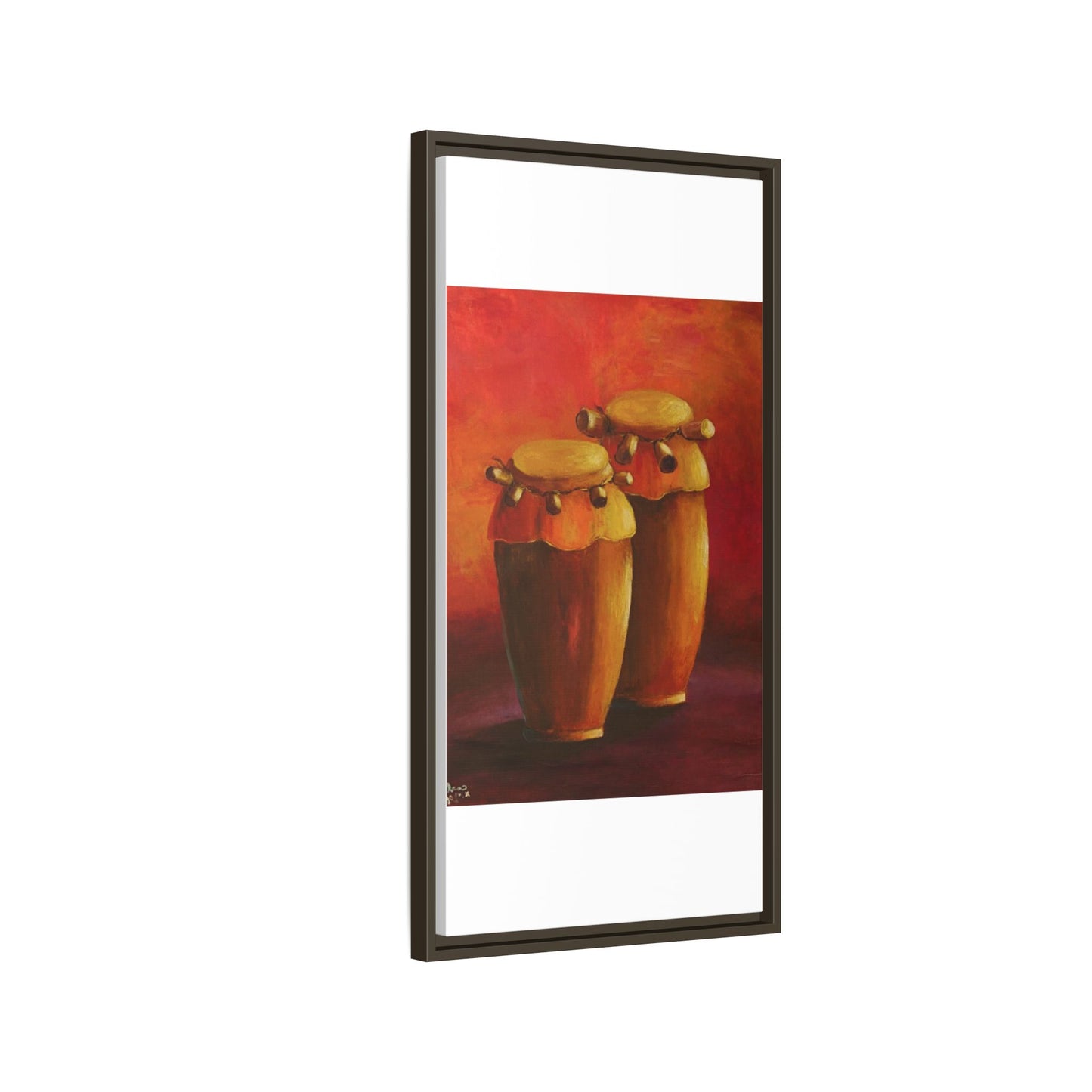 Canvas Wall Art - Haiti Cultural Drum, Matte Canvas, Framed