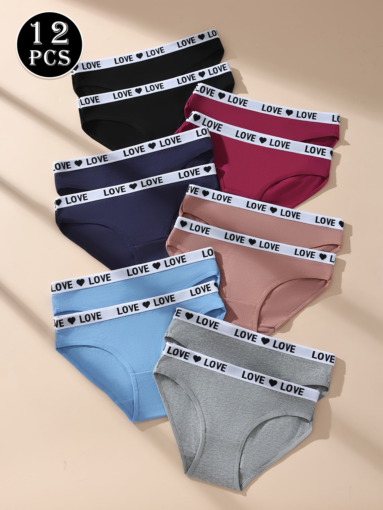 12-Pack Mixed Color Women's Sports Underwear - Soft, Breathable, and Elastic Daily Wear