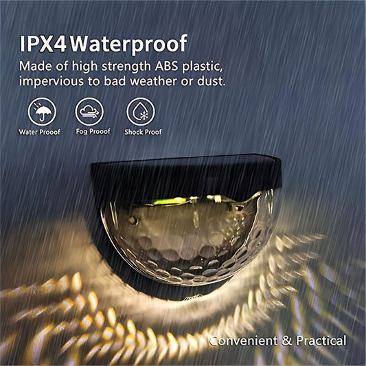 6-Pack Solar Fence & Deck Lights - IPX4 Waterproof Wall Mount