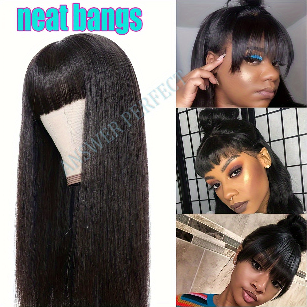 250% Density Brazilian Virgin Straight Wig with Bangs