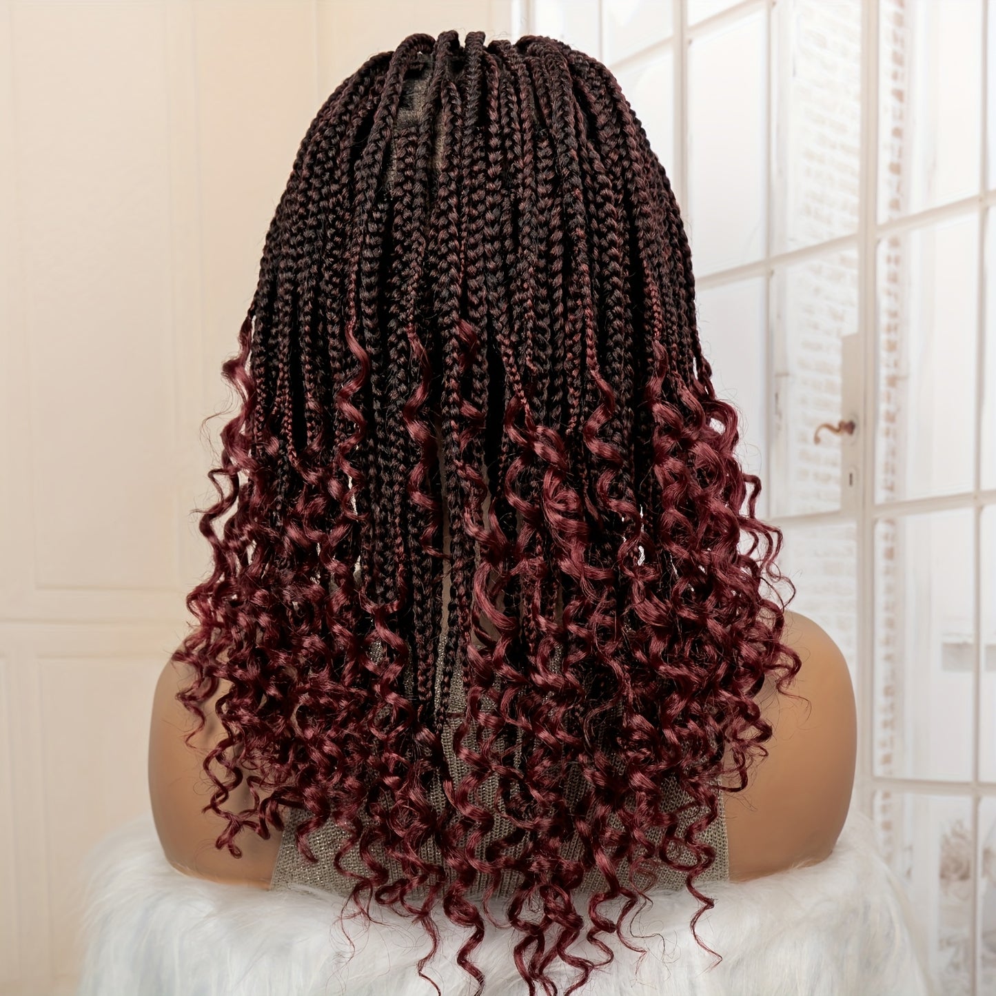 Square Woven Synthetic Full Lace Braided Wig w/ Curls