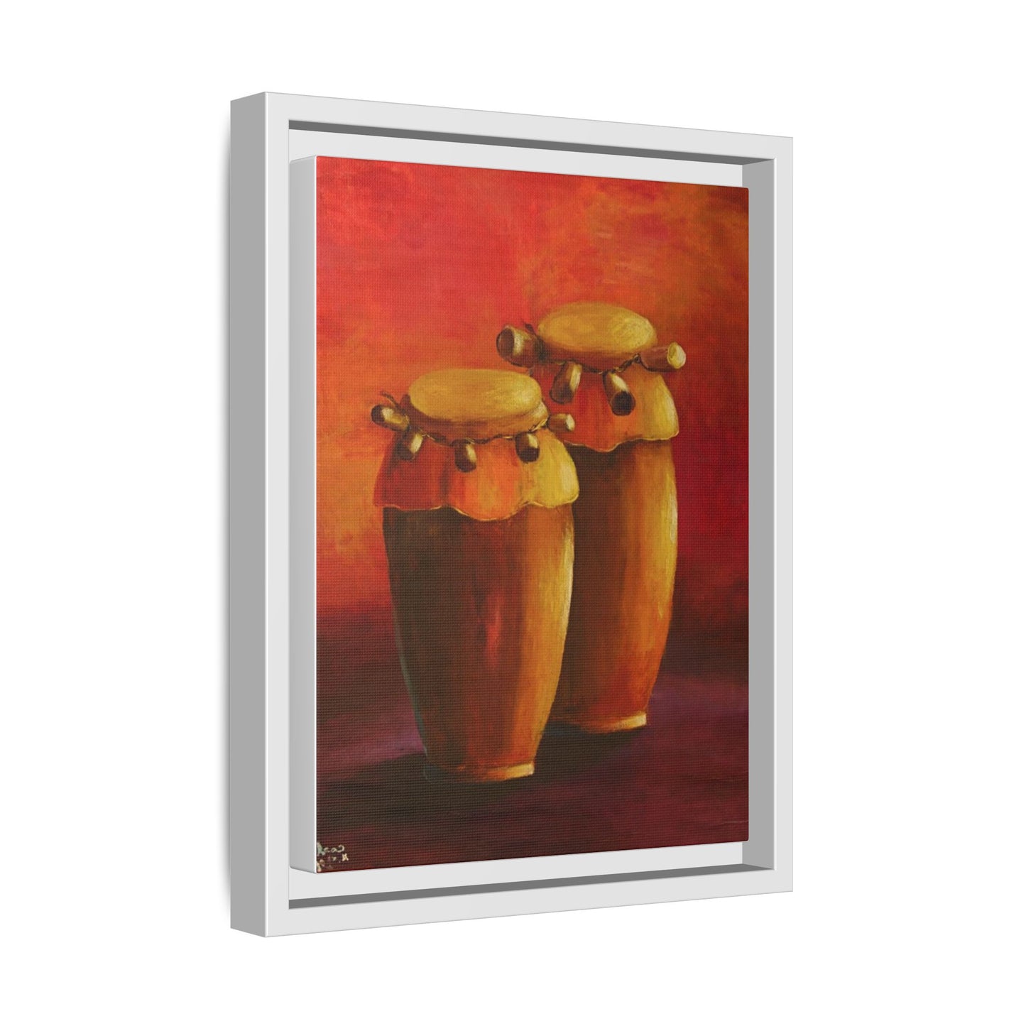 Canvas Wall Art - Haiti Cultural Drum, Matte Canvas, Framed