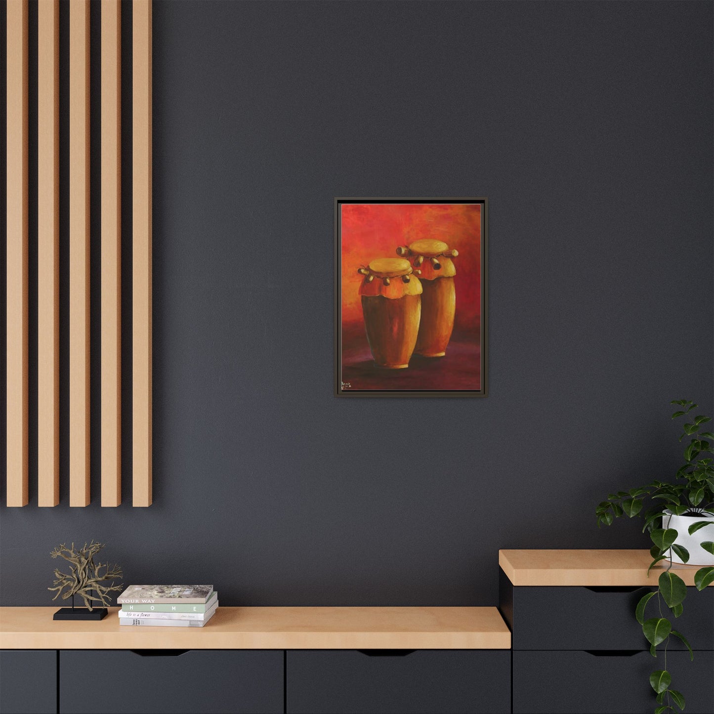 Canvas Wall Art - Haiti Cultural Drum, Matte Canvas, Framed