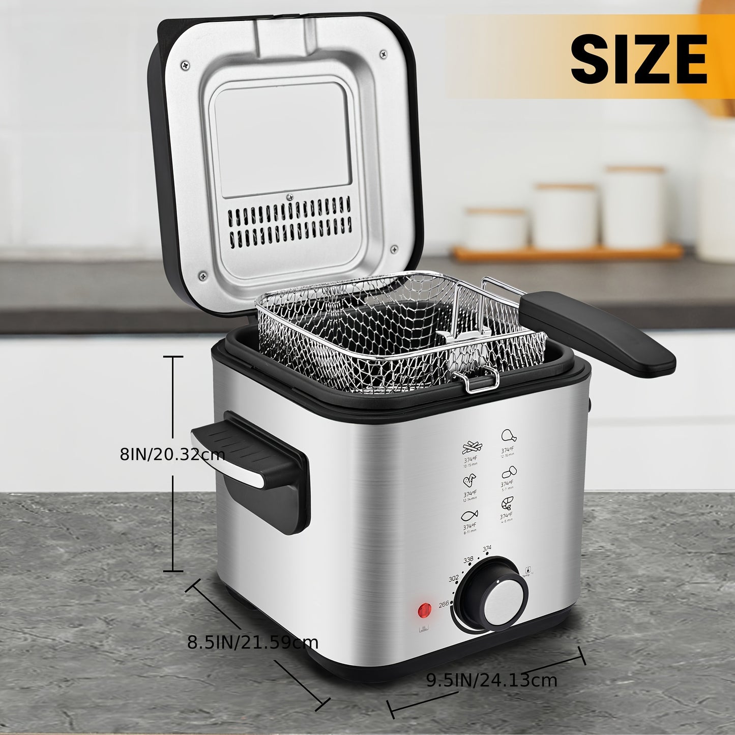 SUSTEAS Deep Fryer: 84.5oz Non-Stick Pot & Adjustable Temp