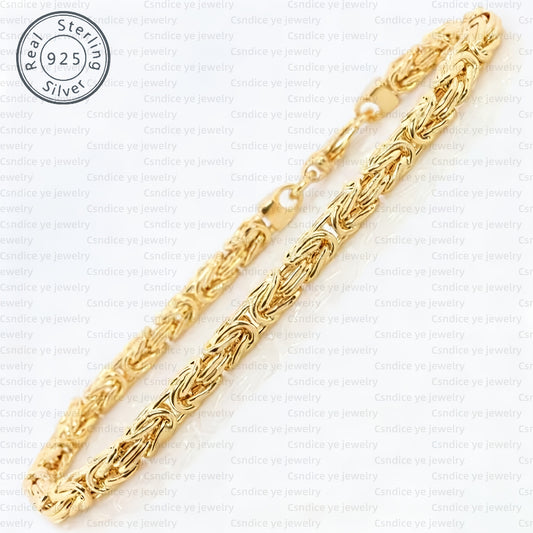 18K Gold Plated 925 Silver Byzantine Woven Rope Anklet