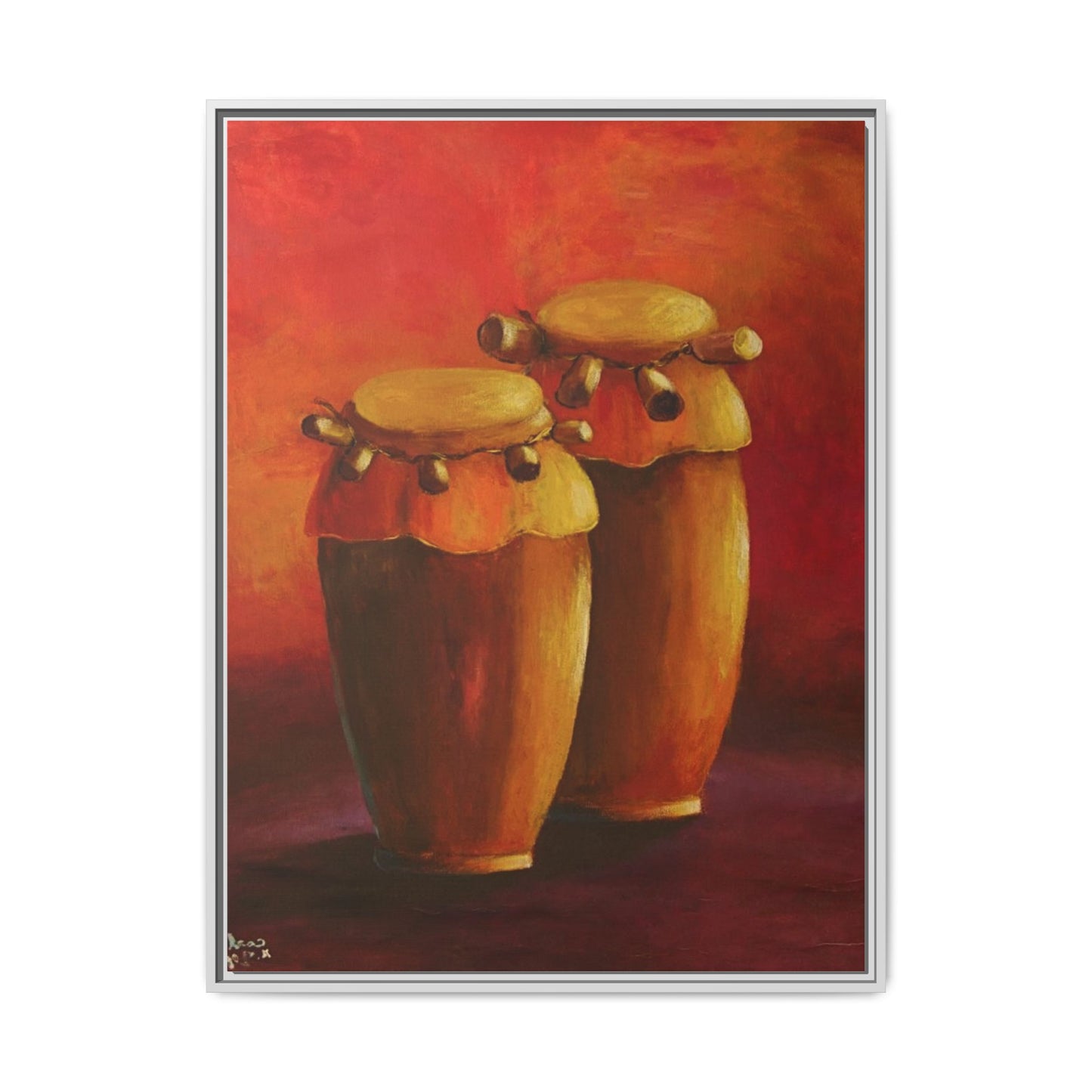 Canvas Wall Art - Haiti Cultural Drum, Matte Canvas, Framed