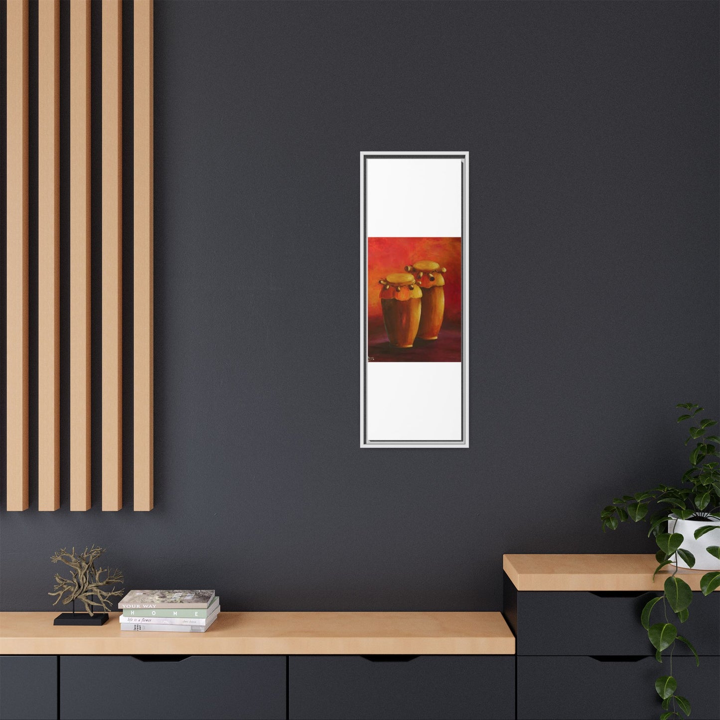 Canvas Wall Art - Haiti Cultural Drum, Matte Canvas, Framed