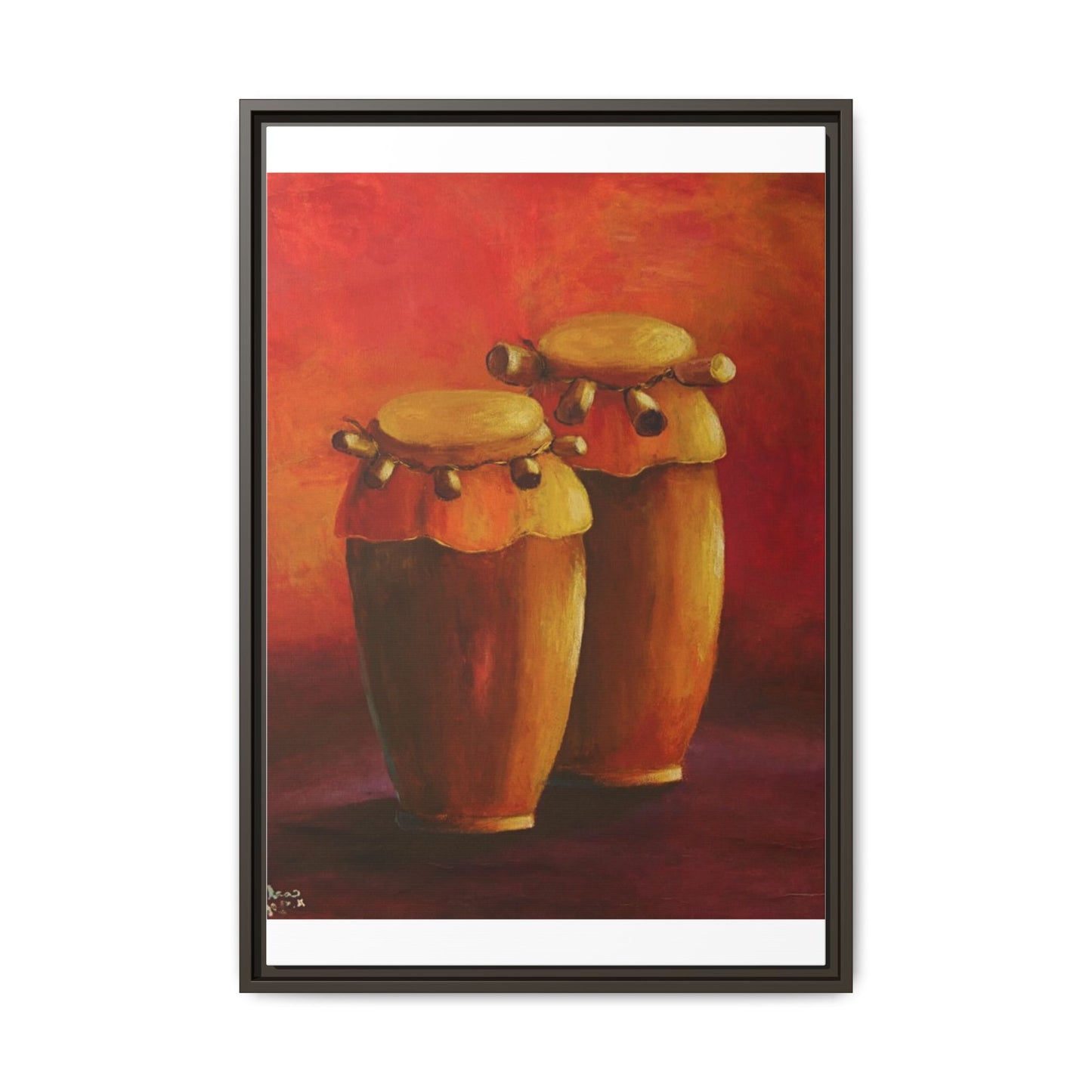 Canvas Wall Art - Haiti Cultural Drum, Matte Canvas, Framed