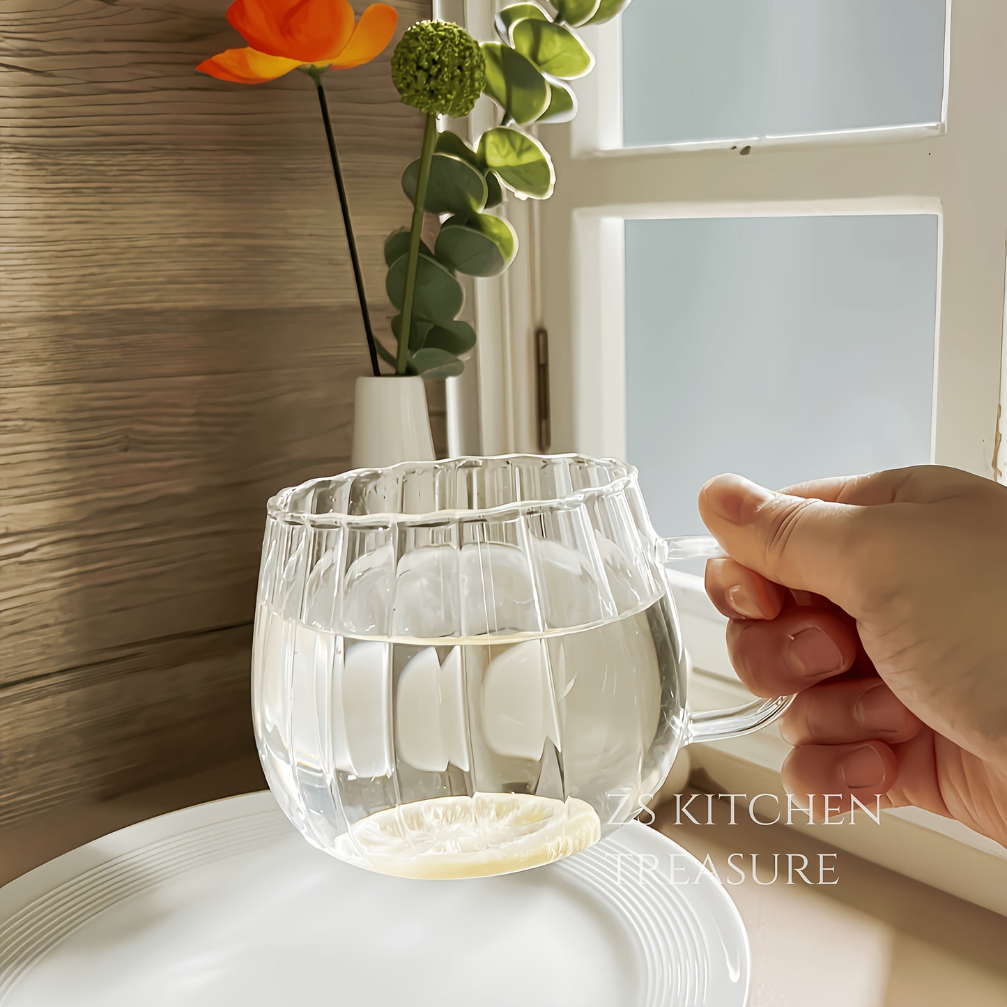 Pumpkin Shaped Glass Coffee Mug, 15.5oz Heat-Resistant Borosilicate Glass Cup