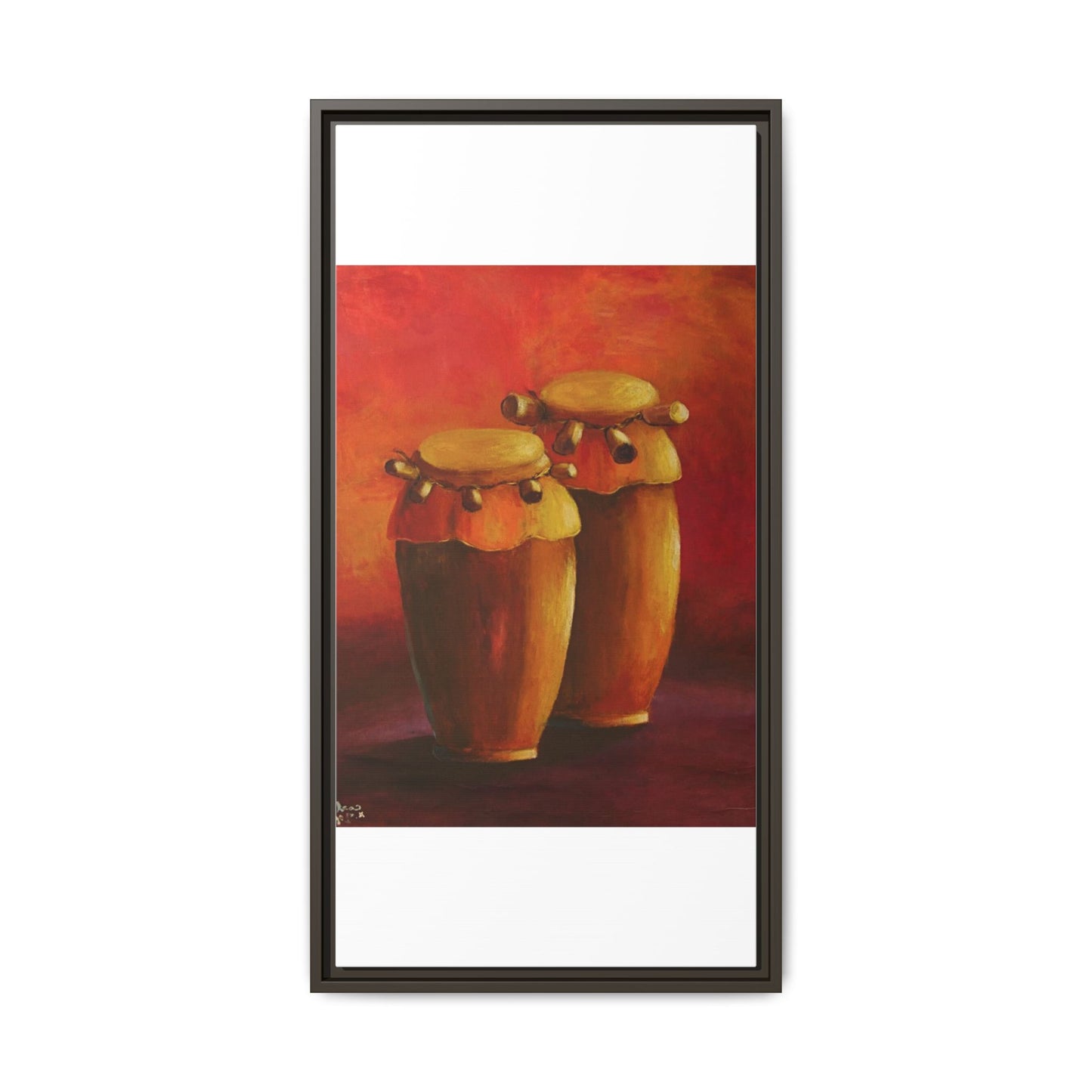 Canvas Wall Art - Haiti Cultural Drum, Matte Canvas, Framed