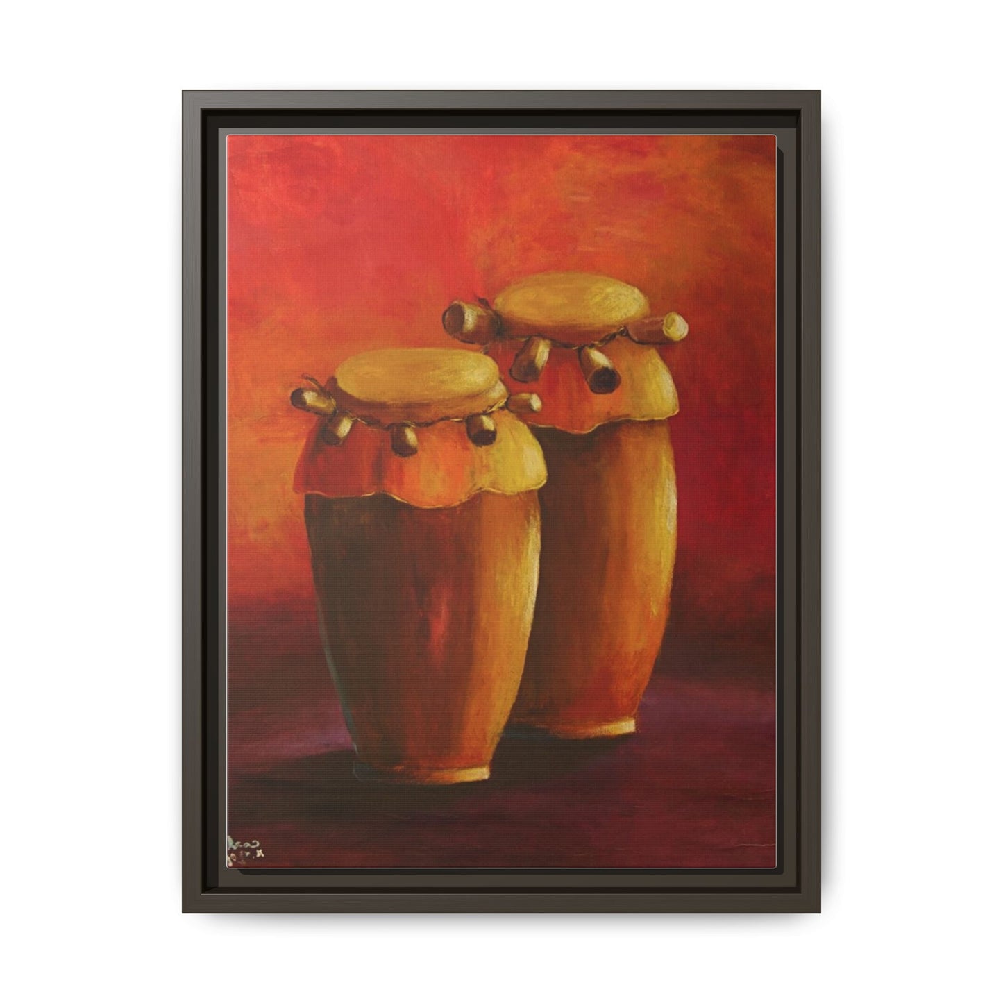 Canvas Wall Art - Haiti Cultural Drum, Matte Canvas, Framed